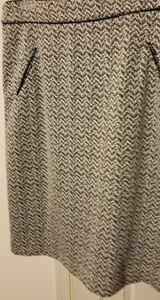 Perfect with a Jacket or Not- Professional tweed A-line skirt with black piping